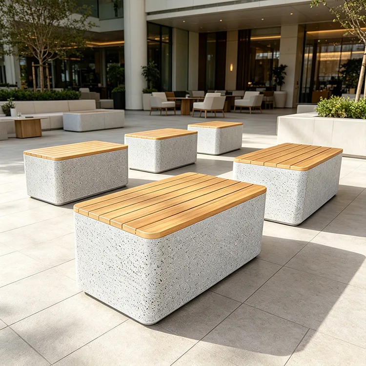 Kereskedelmi FRP Terrazzo Cube Bench