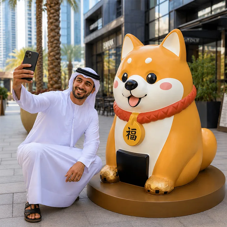 Fiberglass Fortune Dog Sculpture